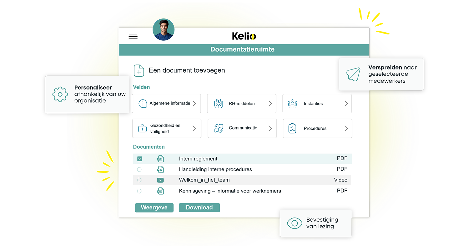 Kelio-documentatieplatform met gepersonaliseerde mappen en leesbevestigingen