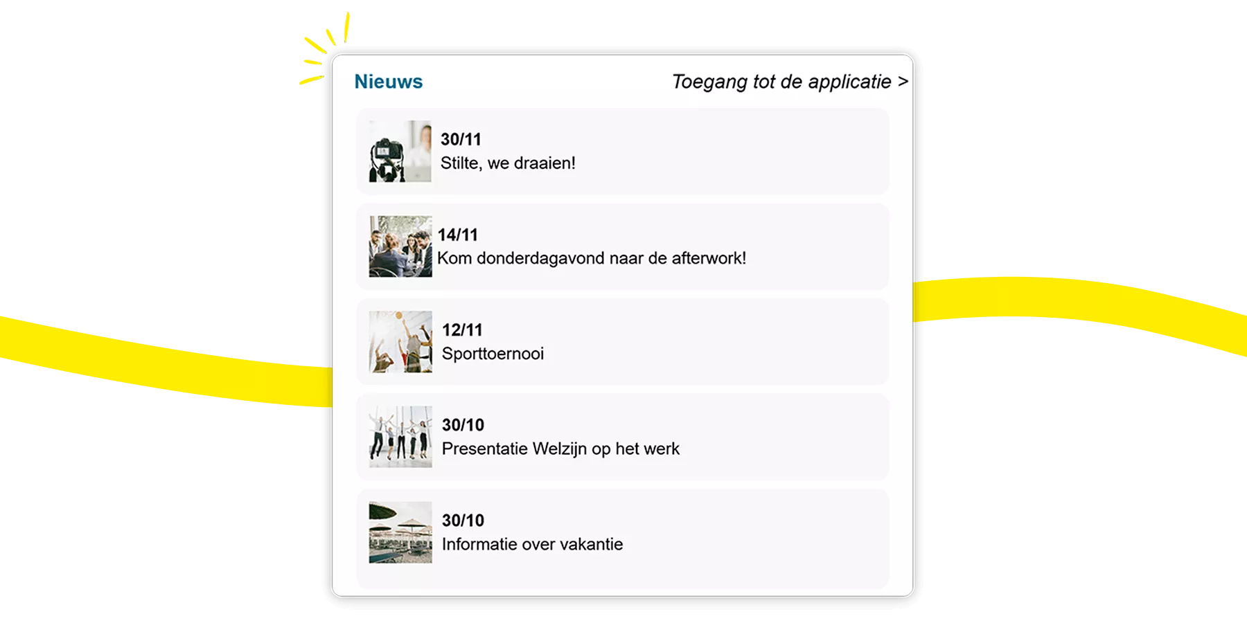 Kelio-nieuwsfeed, gefilterd op afdeling en vestiging, voor relevante interne communicatie
